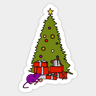 Rat with Candy Cane and Christmas Tree Sticker